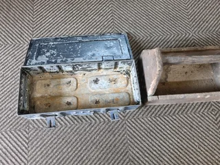 Old metal and wooden tool box