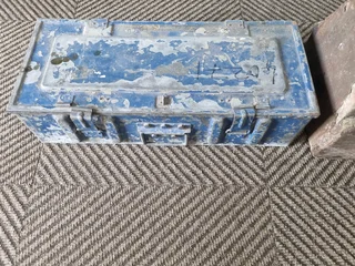 Old metal and wooden tool box