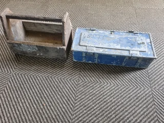 Old metal and wooden tool box