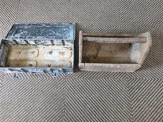 Old metal and wooden tool box