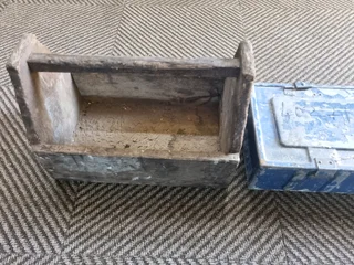 Old metal and wooden tool box