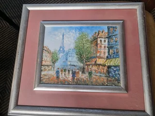 Oil painting street scene by burney