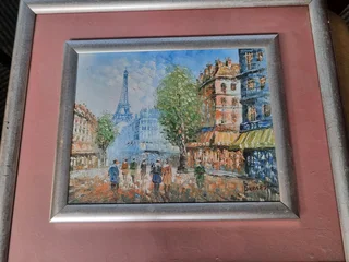 Oil painting street scene by burney