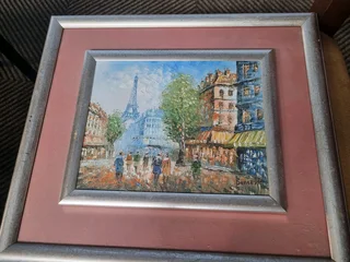 Oil painting street scene by burney