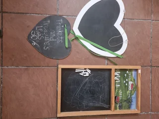 Blackboards with chalk