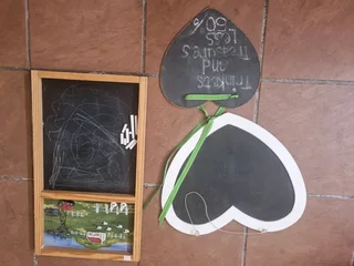 Blackboards with chalk