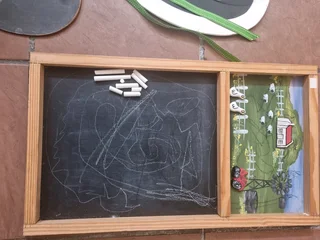 Blackboards with chalk