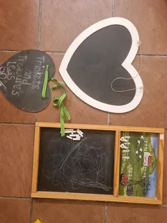 Blackboards with chalk