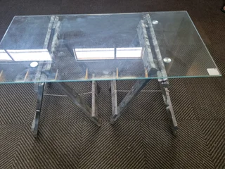Glass top trestle table