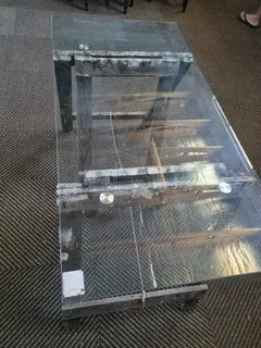 Glass top trestle table