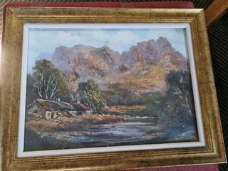 Framed oil painting