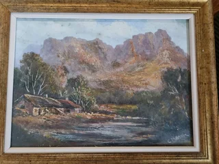 Framed oil painting