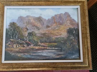 Framed oil painting