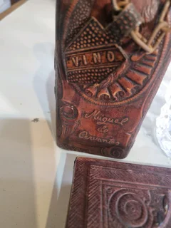 Vintage leather wrapped decanter and box