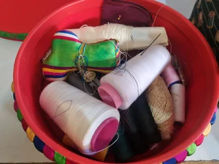Sewing baskets with stuff