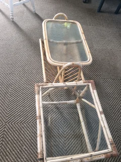 Cane glass side and magazine table