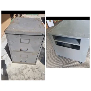 Metal filing cabinet and drawer with wheels