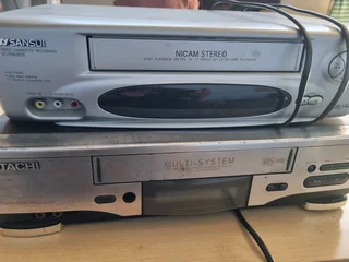 3 vcr with video cassettes