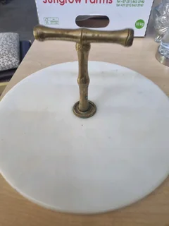 Marble brass plate server