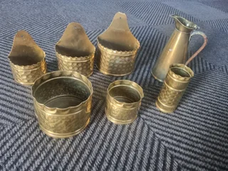 Brass small plant holder set