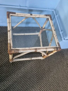 Cane glass side table