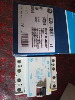 General Electric (GE) "DIFF-O-JUMP Residual Current Circuit Breaker (RCCB).