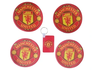 Manchester United 5-Piece Keyring &amp; Coaster Gift Set