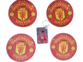 Manchester United 5-Piece Keyring &amp; Coaster Gift Set