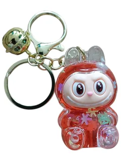Red Labubu Glitter Keychain