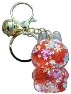 Red Labubu Glitter Keychain