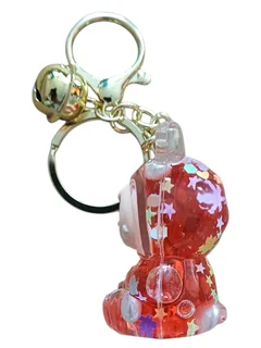 Red Labubu Glitter Keychain
