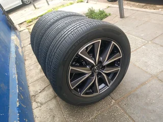 set of 19inch OEM mazda CX-5 CX-30 mags 5x114.3 PCD D with tyres. Also fit Toyota RAV4