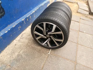 A set of 18inches original VW polo mags 5x100 PCD with tyres also fit Audi A1 or any 5x100 PCD car