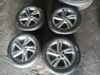 set of 16inch original VW polo GTI /TSI /Vivo mags 5x100 PCD with 95%thread tyres. Also fit Audi A1
