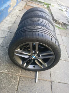 A set of 18inches original BMW 1 and 2 series mags 5x120 PCD Narrow and wide with Runflat tyres