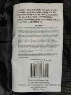 Oztrail gazebo solid wall kits x2