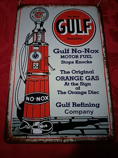 Gulf metal garage sign
