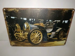 Vintage car metal garage sign