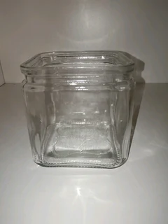 Vintage clear glass square storage jar canister square glass collectibles