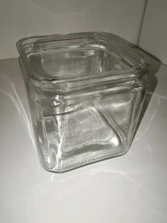 Vintage clear glass square storage jar canister square glass collectibles