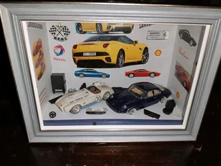Framed Ferrari diorama garage display