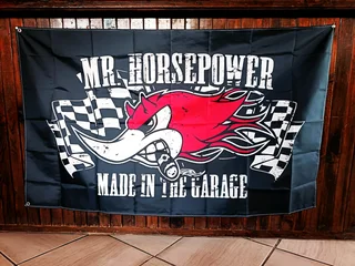 Mr Horse power garage Flag large