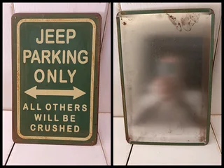 Original Vintage Sign with Rust for Sale jeep parking metal sign