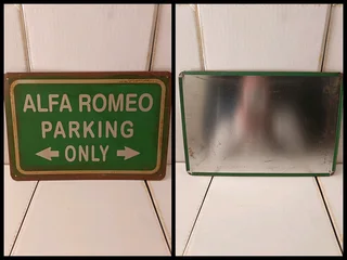 Original Vintage Sign with Rust for Sale Alfa Romeo metal sign