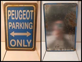 Original Vintage Sign with Rust for Sale Peugeot metal sign