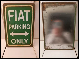 Fiat metal sign Original Vintage Sign with Rust for Sale