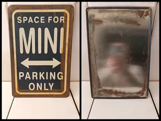 Mini parking only metal sign Original Vintage Sign with Rust for Sale
