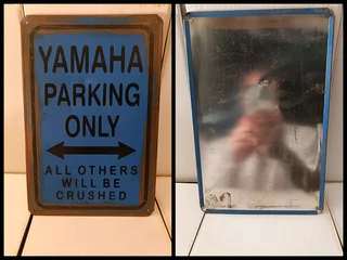 Yamaha parking only metal sign Original Vintage Sign with Rust for Sale