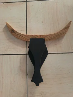Wooden bull head decor