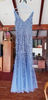 Blue Leaf Pattern Sequin Mermaid Dress